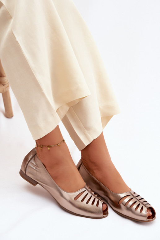 Ballerine traforateAbilitatoturalnej Skóry Deveciejka P7541-32 colore dorato