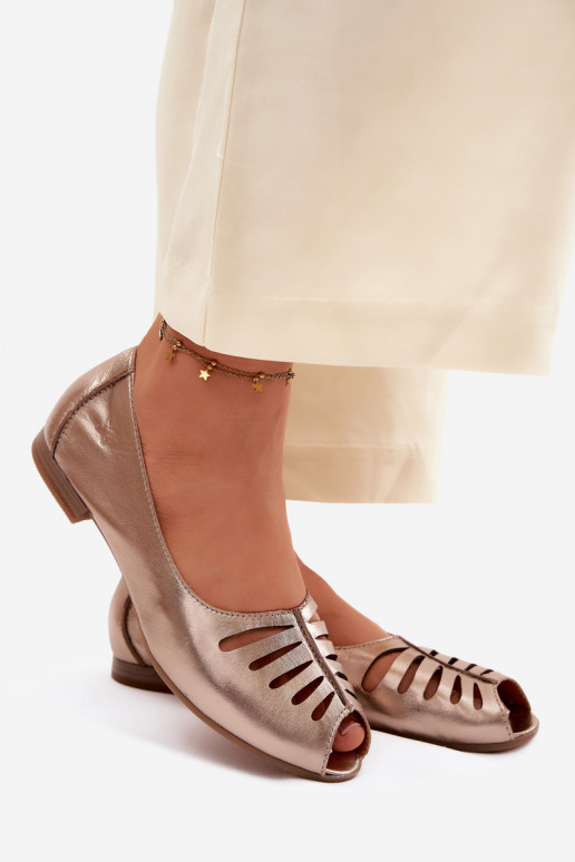 Ballerine traforateAbilitatoturalnej Skóry Deveciejka P7541-32 colore dorato