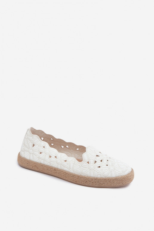 Espadrillas con elementi traforati con fiori Colore bianco Merivelle