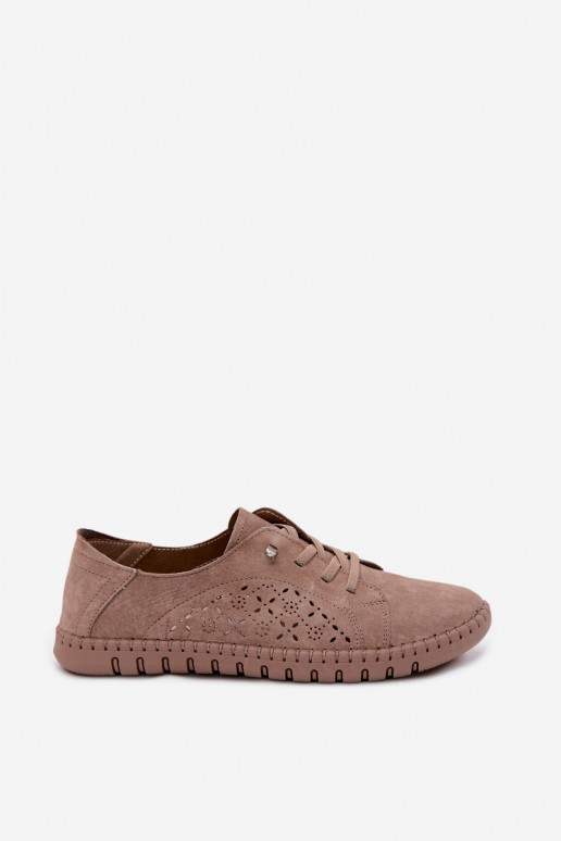 Scarpe con elementi traforati in suede sintetico color sabbia Flaria