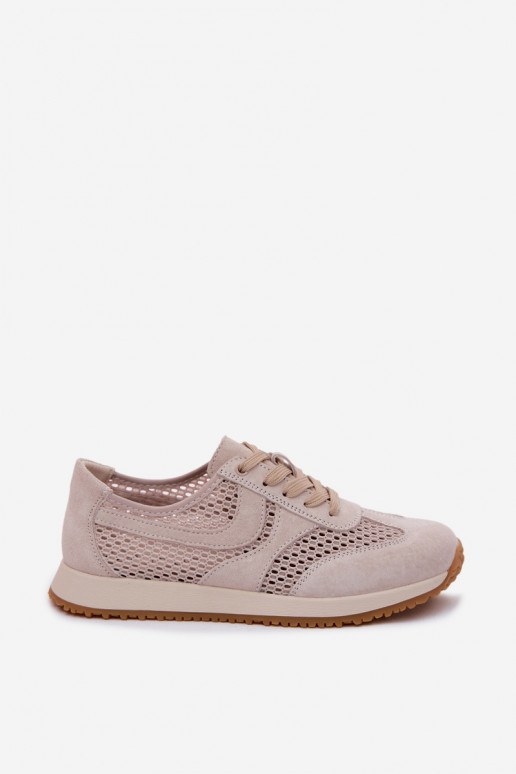 Scarpe sportive con elementi traforati in suede sintetico color avorio Gelina