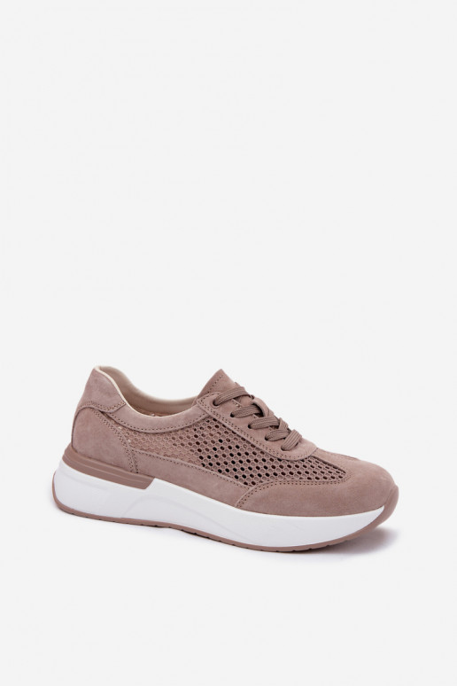 Pelle dalla pelle scamosciata Scarpe modello sneakers con una piattaforma beige Norisa