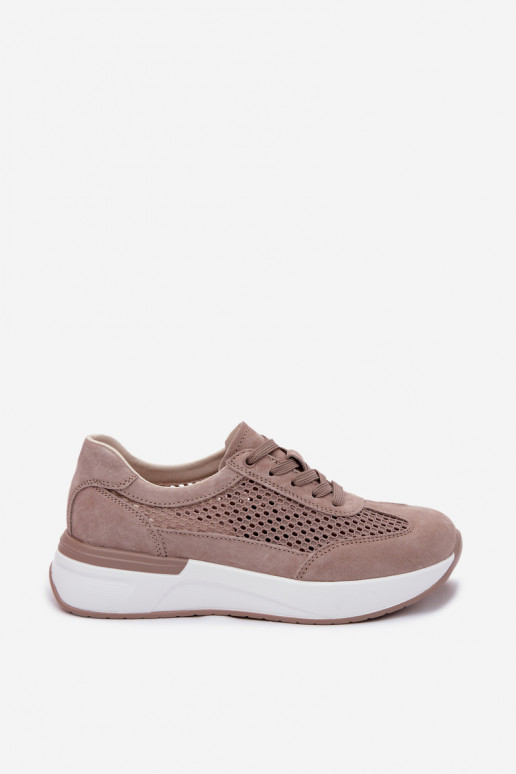 Pelle dalla pelle scamosciata Scarpe modello sneakers con una piattaforma beige Norisa