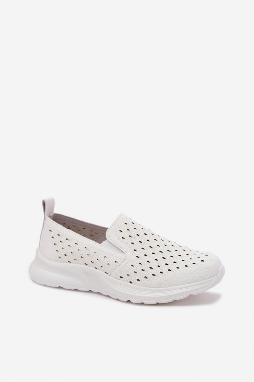 Scarpe slip-on con elementi traforati in pelle sintetica di colore bianco Geressa