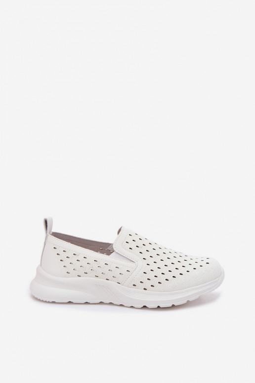 Scarpe slip-on con elementi traforati in pelle sintetica di colore bianco Geressa