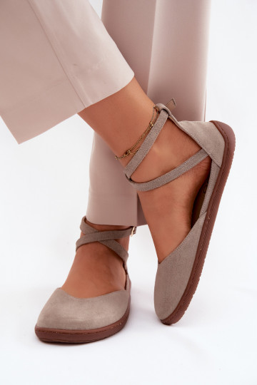Ballerine in camoscio Femminile Barefoot con strisce Zazoo 320 colore cappuccino
