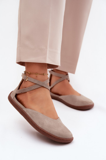 Ballerine in camoscio Femminile Barefoot con strisce Zazoo 320 colore cappuccino 2