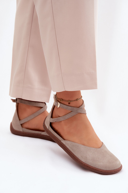 Ballerine in camoscio Femminile Barefoot con strisce Zazoo 320 colore cappuccino