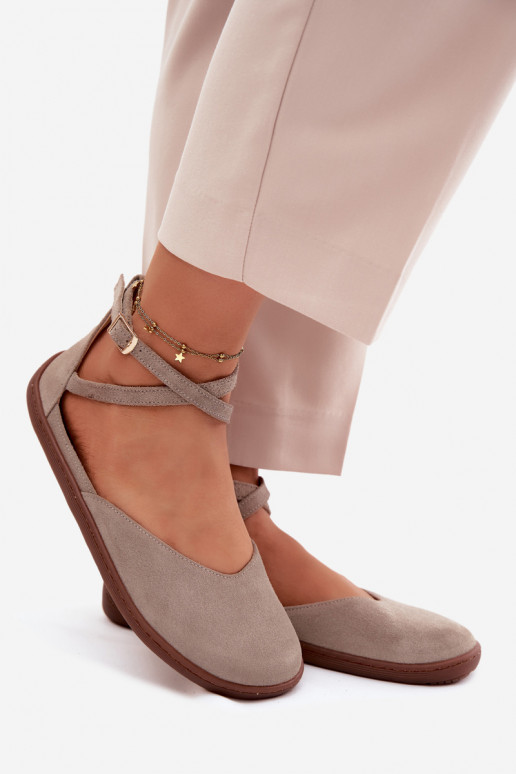 Ballerine in camoscio Femminile Barefoot con strisce Zazoo 320 colore cappuccino