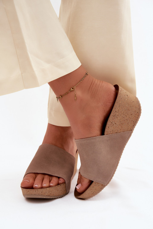 Zazoo 40311 Pantofole da donna in pelle scamosciata Abilitato KorkoAym Koturnie beige