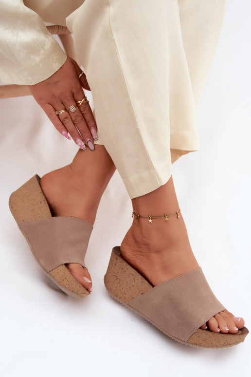 Zazoo 40311 Pantofole da donna in pelle scamosciata Abilitato KorkoAym Koturnie beige