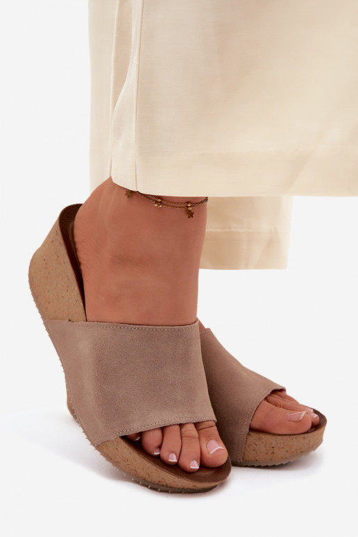 Zazoo 40311 Pantofole da donna in pelle scamosciata Abilitato KorkoAym Koturnie beige