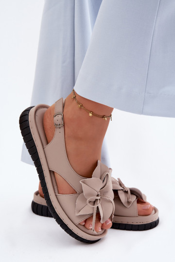 Sandali da donna Femminile Con decorazioni con fioriem Vinceza 66917 beige