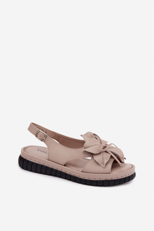 Sandali da donna Femminile Con decorazioni con fioriem Vinceza 66917 beige