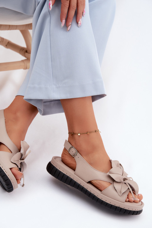 Sandali da donna Femminile Con decorazioni con fioriem Vinceza 66917 beige