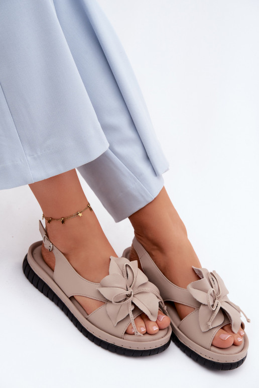 Sandali da donna Femminile Con decorazioni con fioriem Vinceza 66917 beige