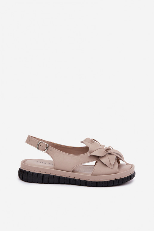 Sandali da donna Femminile Con decorazioni con fioriem Vinceza 66917 beige