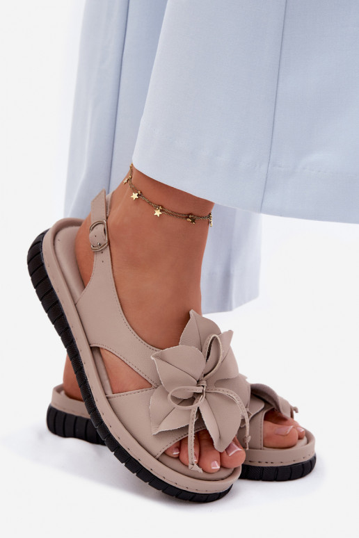 Sandali da donna Femminile Con decorazioni con fioriem Vinceza 66917 beige