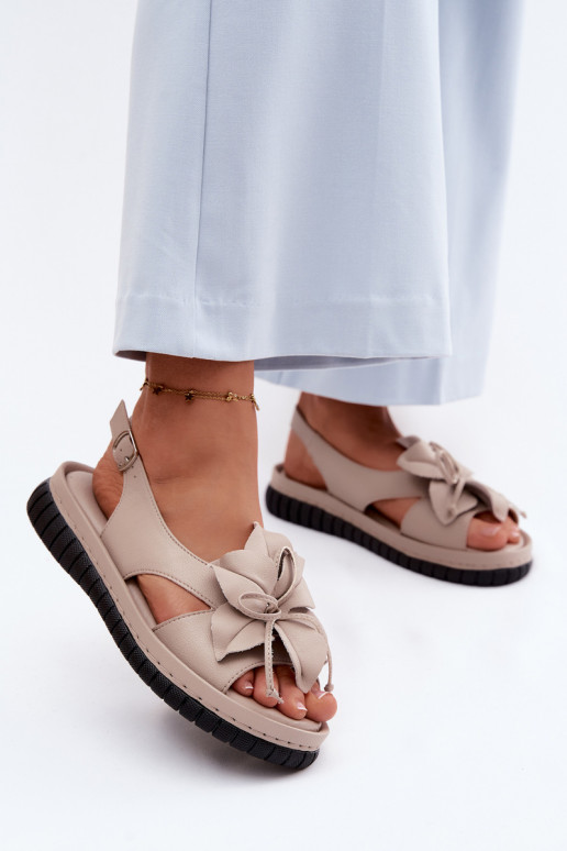 Sandali da donna Femminile Con decorazioni con fioriem Vinceza 66917 beige