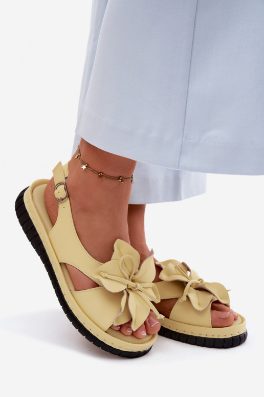 Sandali da donna Femminile Con decorazioni con fioriem Vinceza 66917 colore giallo