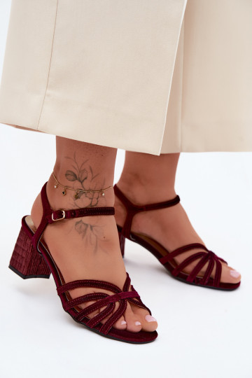 Sandali alti in velluto D&A SR61-0102 bordeaux