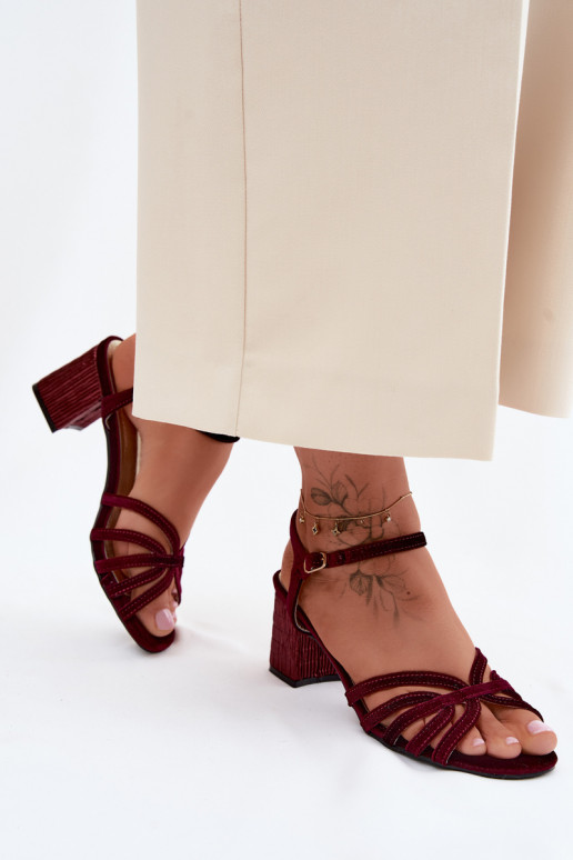 Sandali alti in velluto D&A SR61-0102 bordeaux