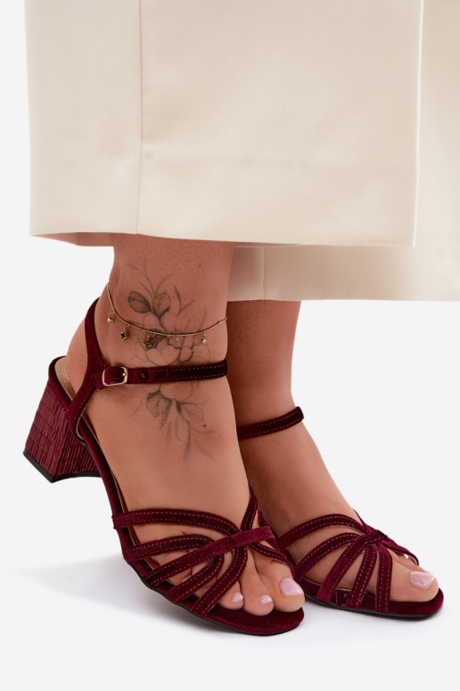 Sandali alti in velluto D&A SR61-0102 bordeaux