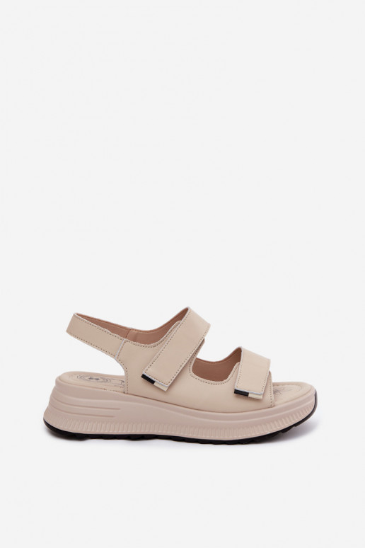 Sandali da donna color sabbia con chiusure adesive Jemela