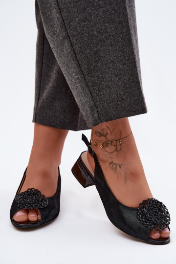 Sandali neri da donna con ornamenti D&A CR61-3030