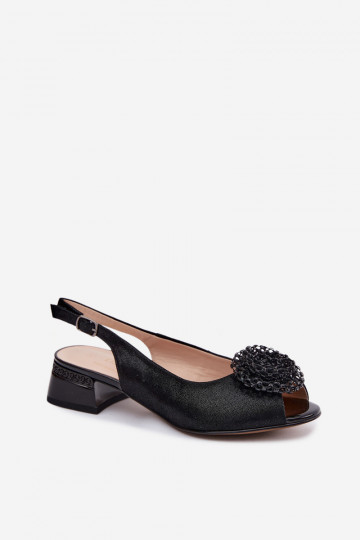 Sandali neri da donna con ornamenti D&A CR61-3030 2