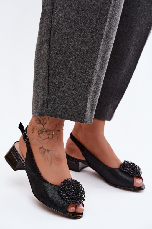 Sandali neri da donna con ornamenti D&A CR61-3030