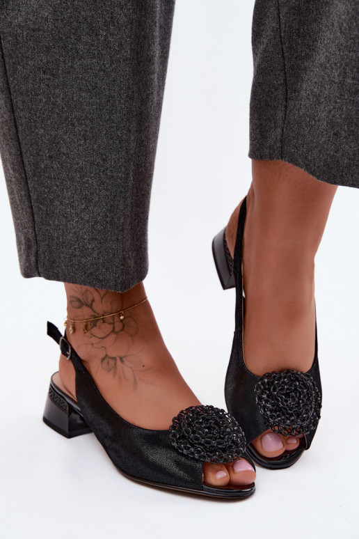 Sandali neri da donna con ornamenti D&A CR61-3030