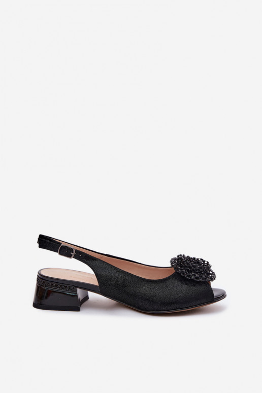 Sandali neri da donna con ornamenti D&A CR61-3030