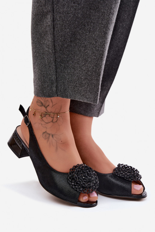Sandali neri da donna con ornamenti D&A CR61-3030