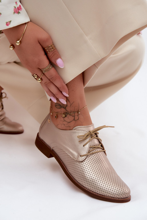 Pelle scarpe Femminile Stile elegante con lacci Zazoo 4238 colore dorato