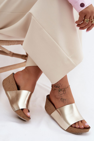 Zazoo 40291 Pantofole in pelle Femminile Abilitato KorkoAym Koturnie colore dorato