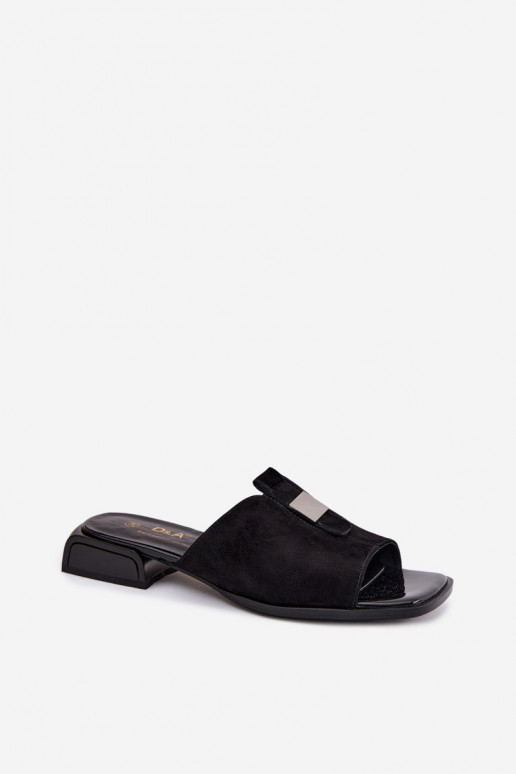 Pantofole da donna nere eleganti in suede naturale D&A