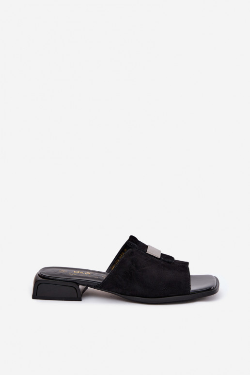 Pantofole da donna nere eleganti in suede naturale D&A