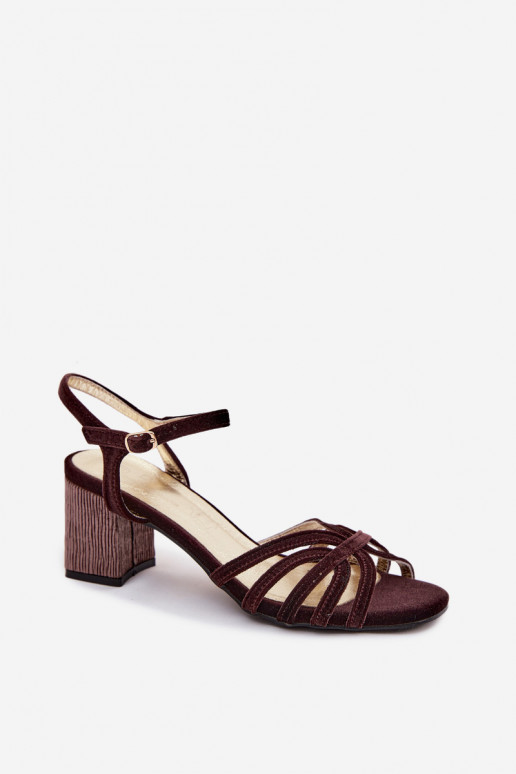 Sandali alti in velluto per donna color cioccolato D&A