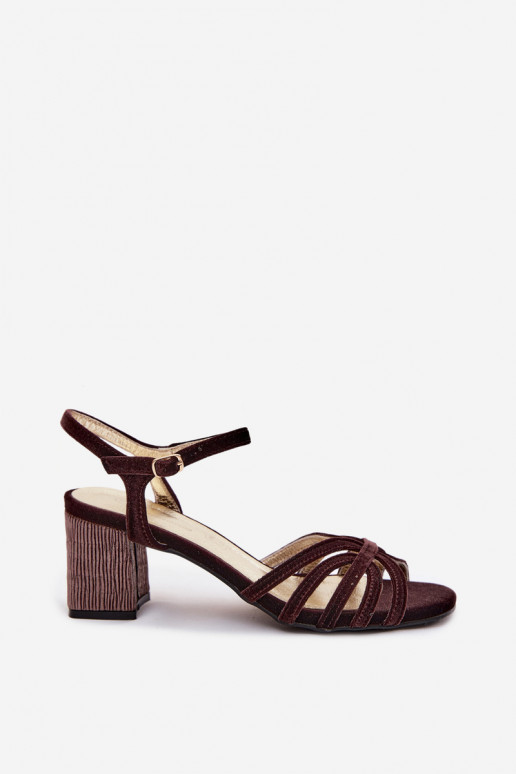 Sandali alti in velluto per donna color cioccolato D&A