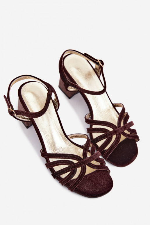 Sandali alti in velluto per donna color cioccolato D&A