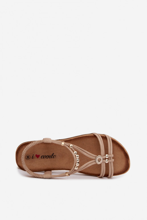 Sandali bassi da donna con strisce beige Zelda