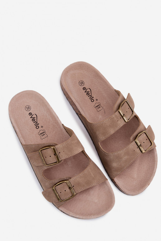 Ciabatte da donna khaki con fibbie su suola di sughero Harleen