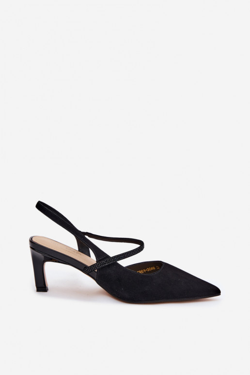 Décolleté in suede neri eleganti con cinturini decorativi D&A