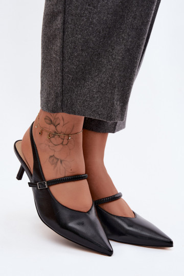 Pelle Scarpe Sandali col tacco alto con cinghie D&A CR61-3046 colore nero 2