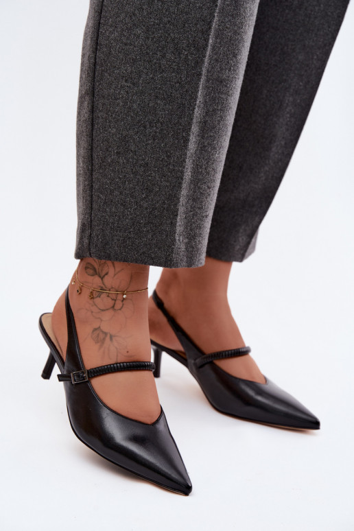 Pelle Scarpe Sandali col tacco alto con cinghie D&A CR61-3046 colore nero