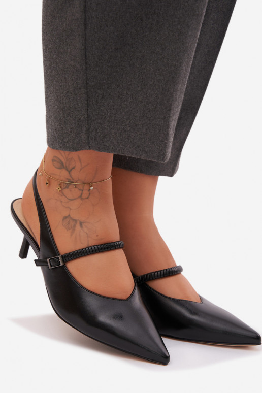 Pelle Scarpe Sandali col tacco alto con cinghie D&A CR61-3046 colore nero