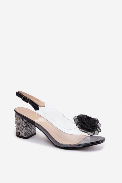 sandali Guardare attraverso con i tacchi con gli occhi lucenti SiateczkoAa colore rosaa D&A MR61-9011 colore nero