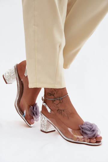 sandali Guardare attraverso con i tacchi con gli occhi lucenti SiateczkoAa colore rosaa D&A MR61-9011 color argento