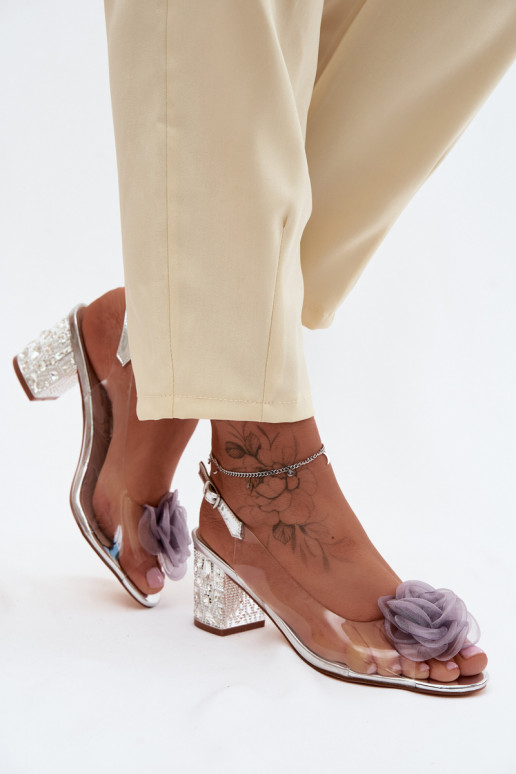 sandali Guardare attraverso con i tacchi con gli occhi lucenti SiateczkoAa colore rosaa D&A MR61-9011 color argento